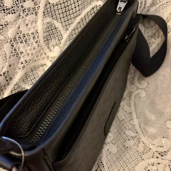 NWT Coach Men's District Crossbody Bag Signature Canvas Charcoal Black